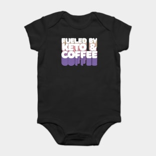 Fueled By Keto & Coffee //// Retro Typographic Design Baby Bodysuit